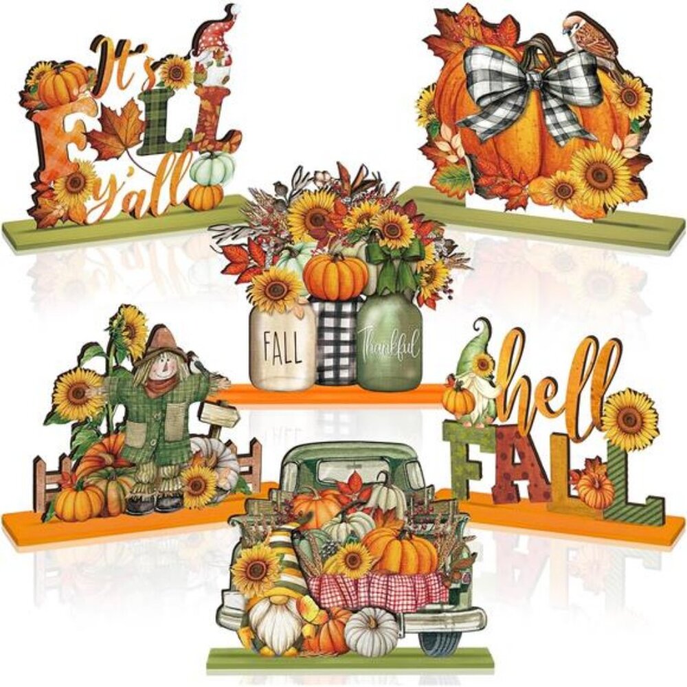 6 Pcs Fall Decor for Home Fall Table Decorations Thanksgiving Signs